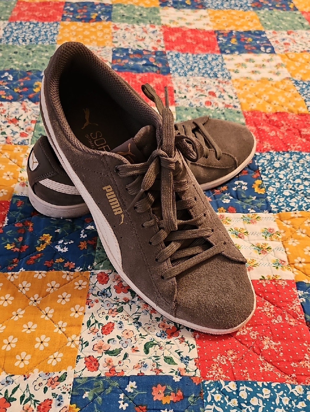 Puma Women's Suede Lace-Up Sneakers in Gray